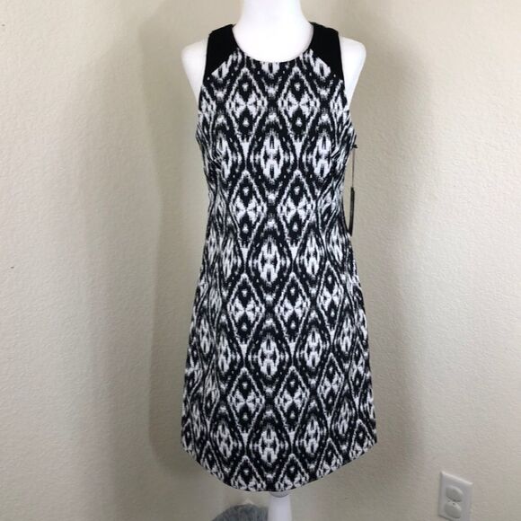 Vince Camuto Black White Modern Tribe Dress Size 2 NWT - Picture 2 of 8